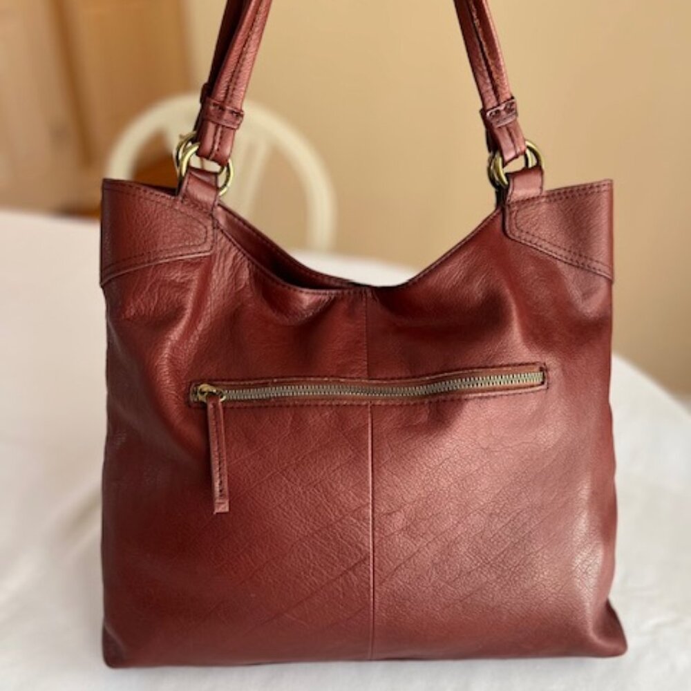 AMERICAN LEATHER CO | Delancy North-South Pebbled Leather Shoulder Bag-EUC - Picture 2 of 15